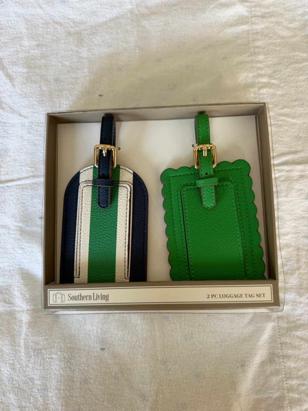Southern Living Cream & Gold Luggage Tag Set